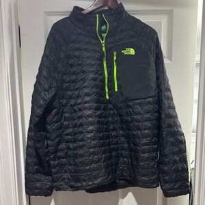 The North Face Men's Black Puffer with Neon Green Zipper